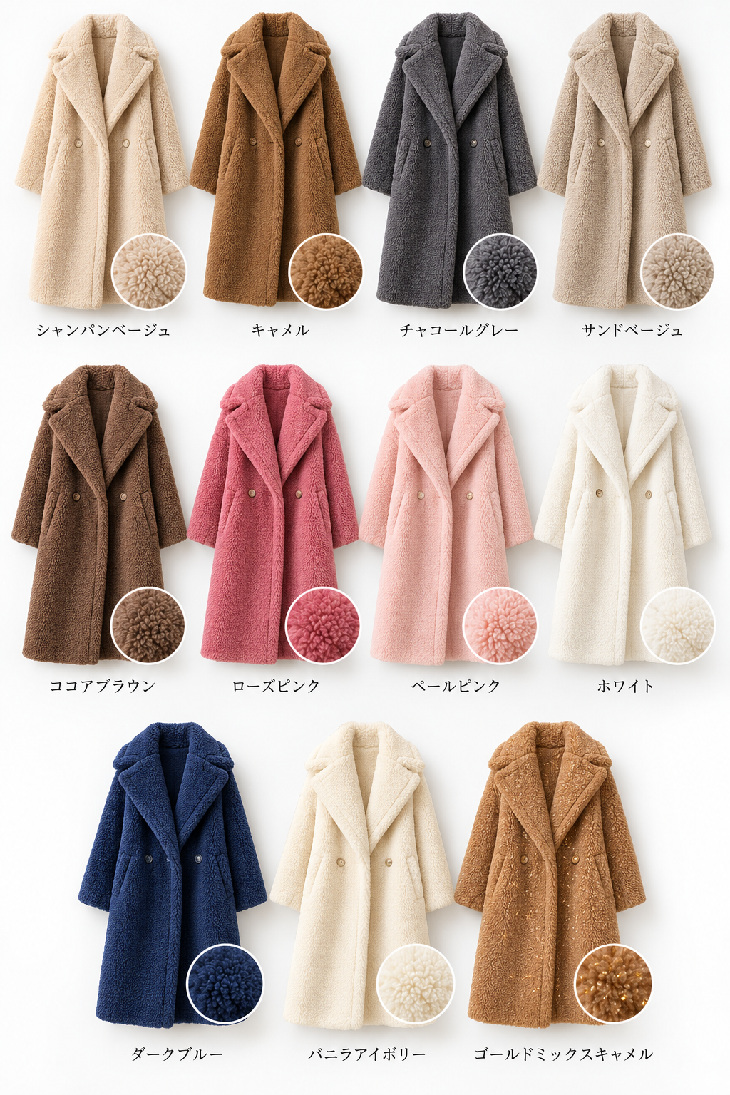 テディボアウールロングコート