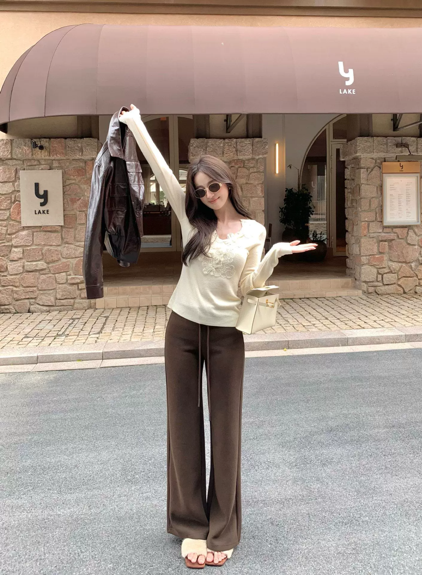 ドローストリングソフトタッチワイドパンツ