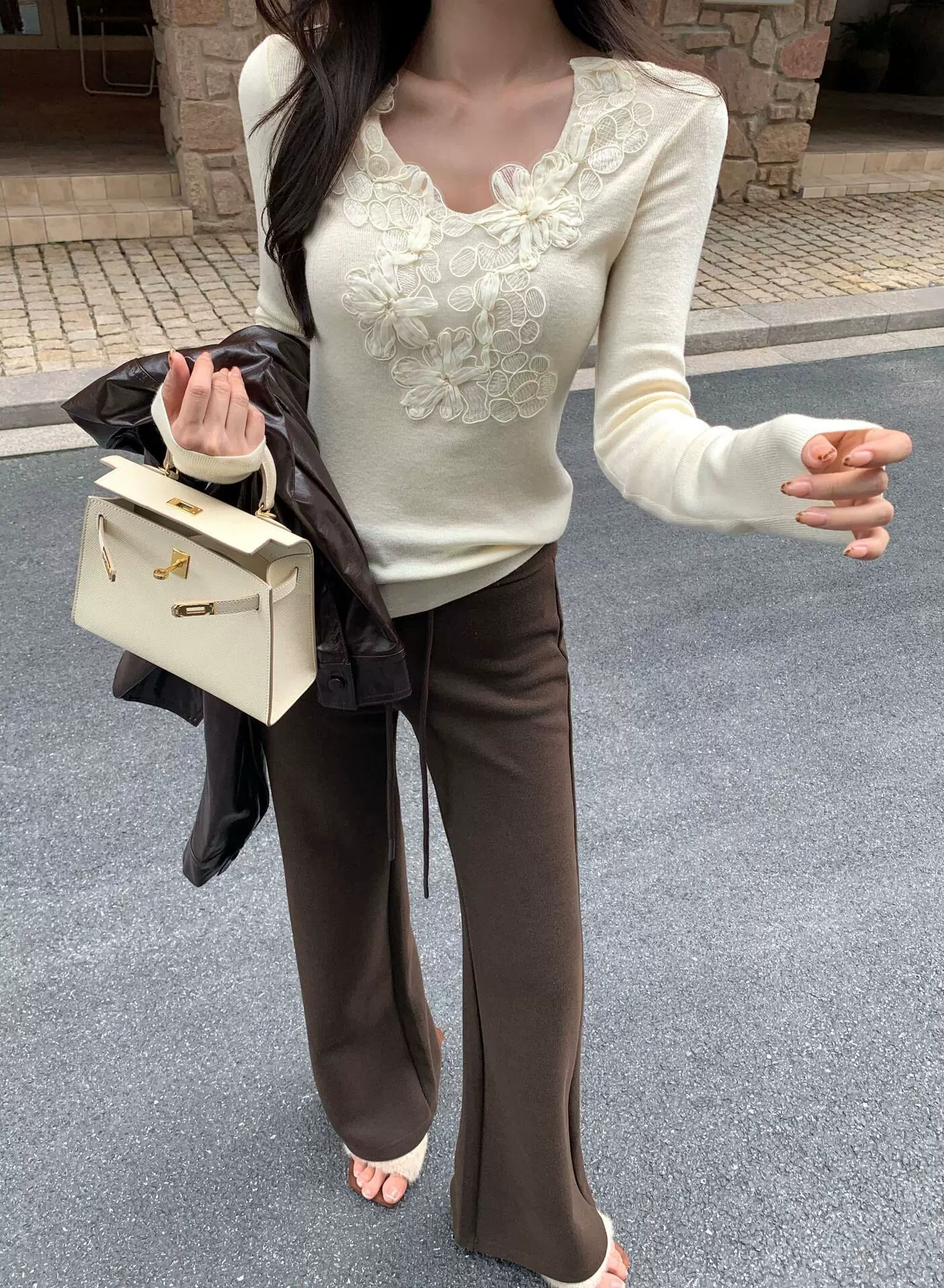 ドローストリングソフトタッチワイドパンツ