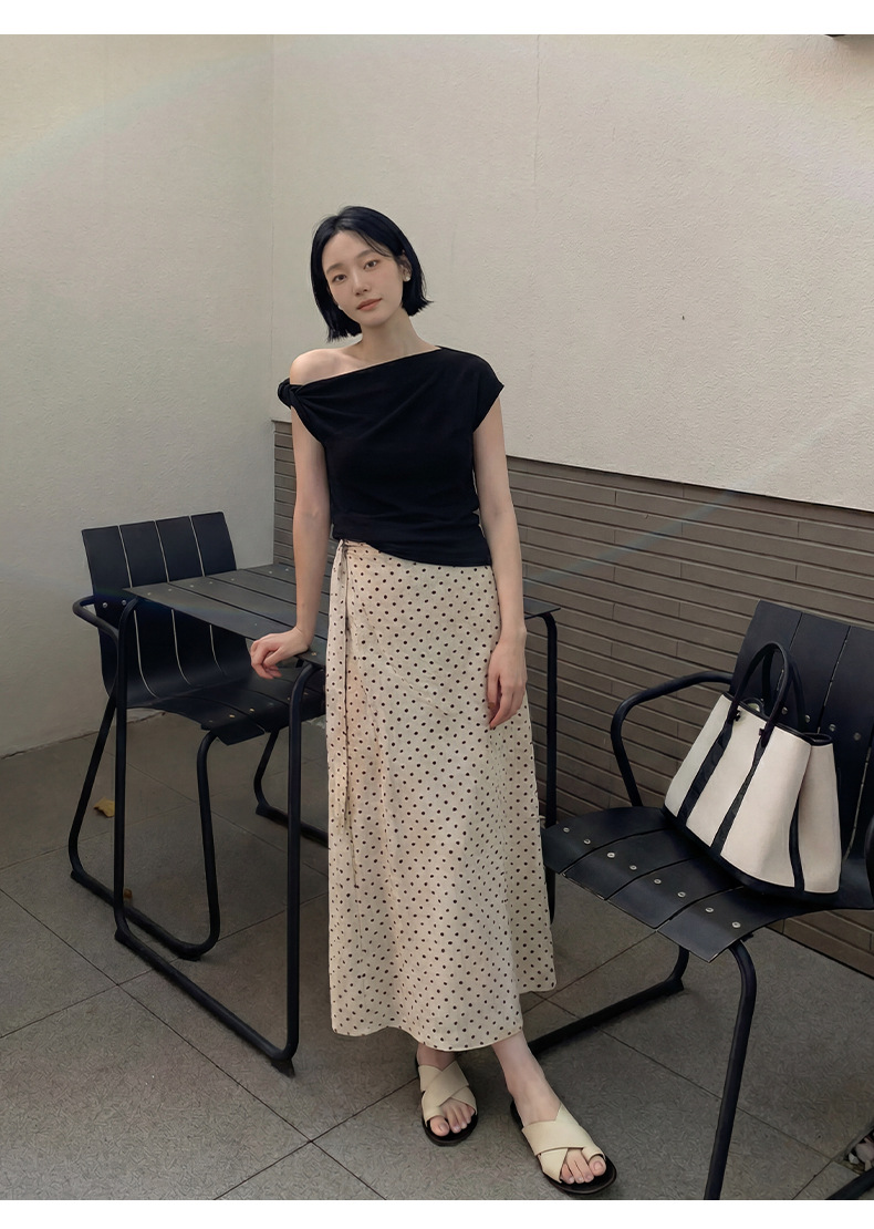 サイドリボンドットAラインスカート