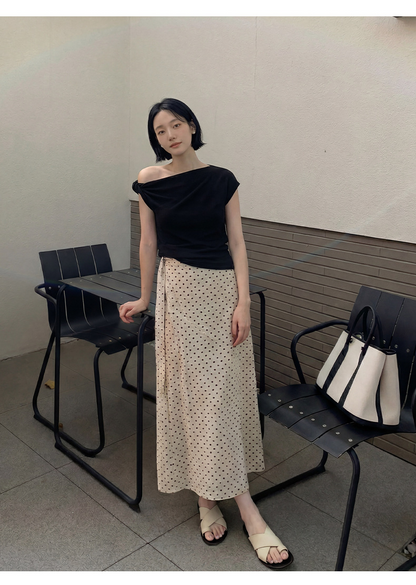 サイドリボンドットAラインスカート