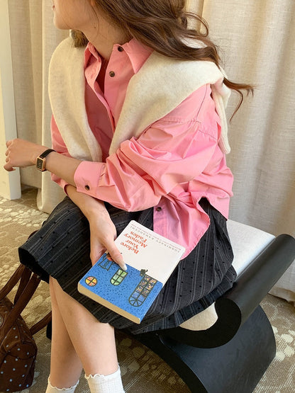 ドッグ刺繍オーバーサイズコットンシャツ