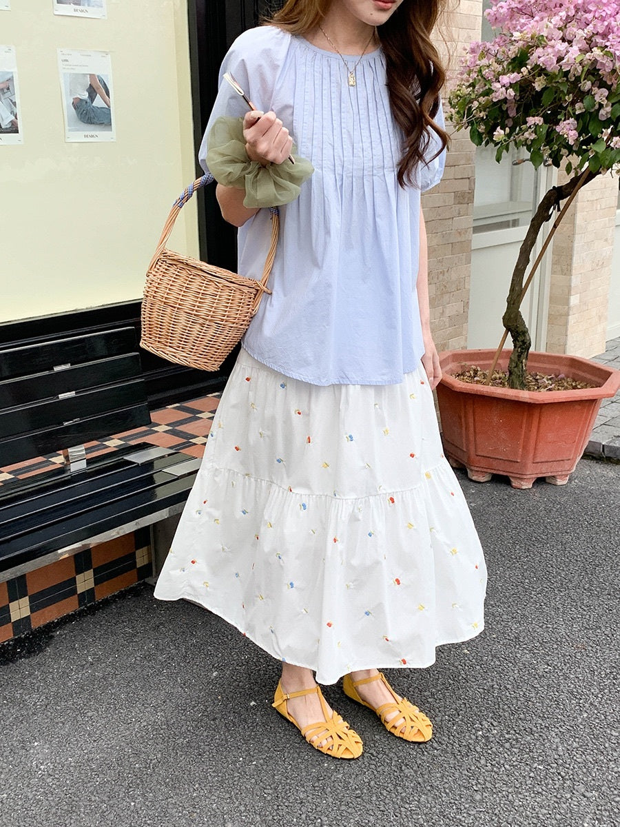 フラワーガーデン刺繍ティアードスカート