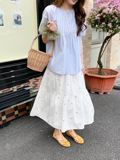 フラワーガーデン刺繍ティアードスカート
