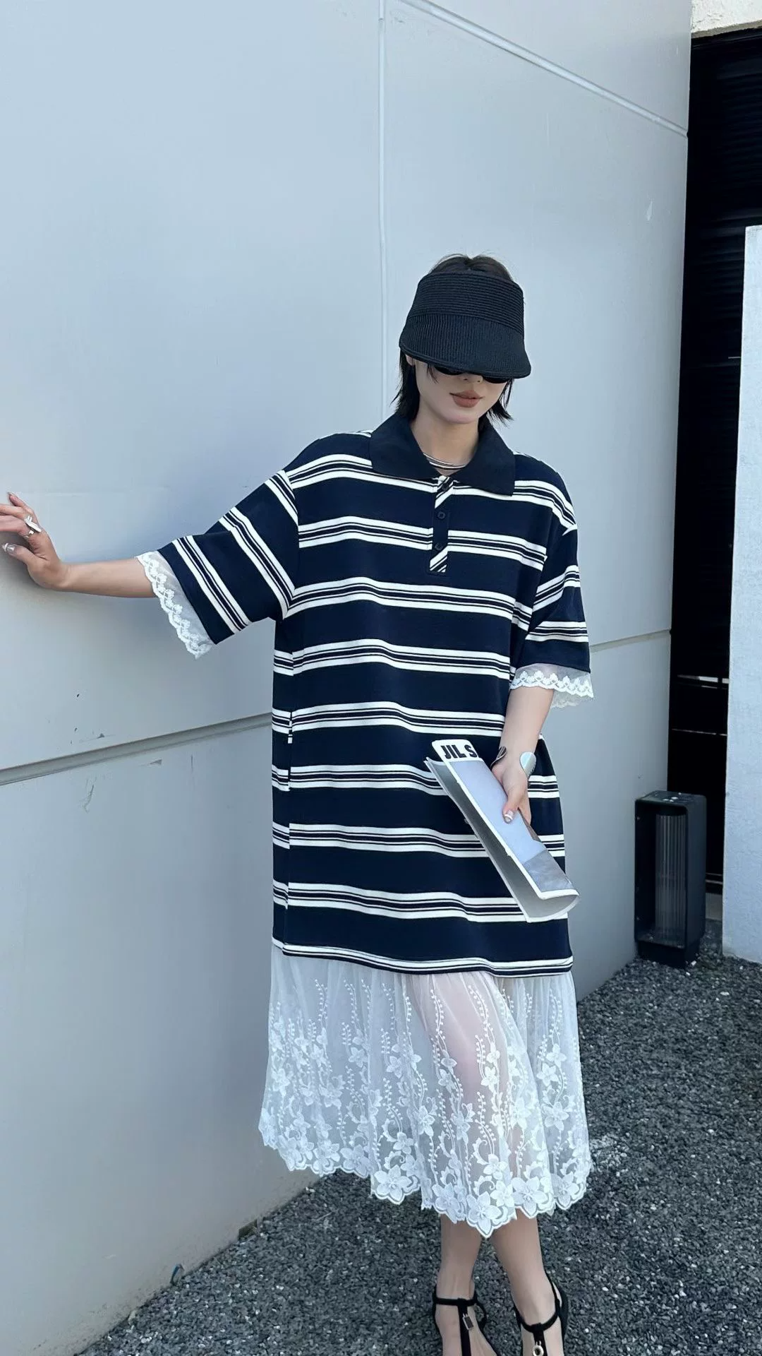 レースドッキングボーターポロワンピース