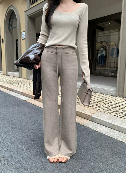 ドローストリングソフトタッチワイドパンツ