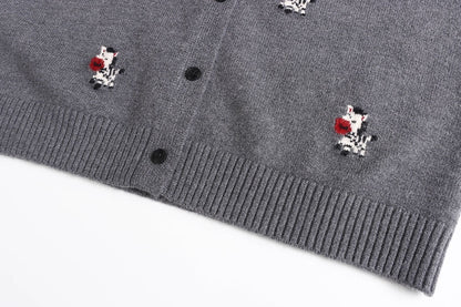 ポニーモチーフ刺繍ニットカーディガン