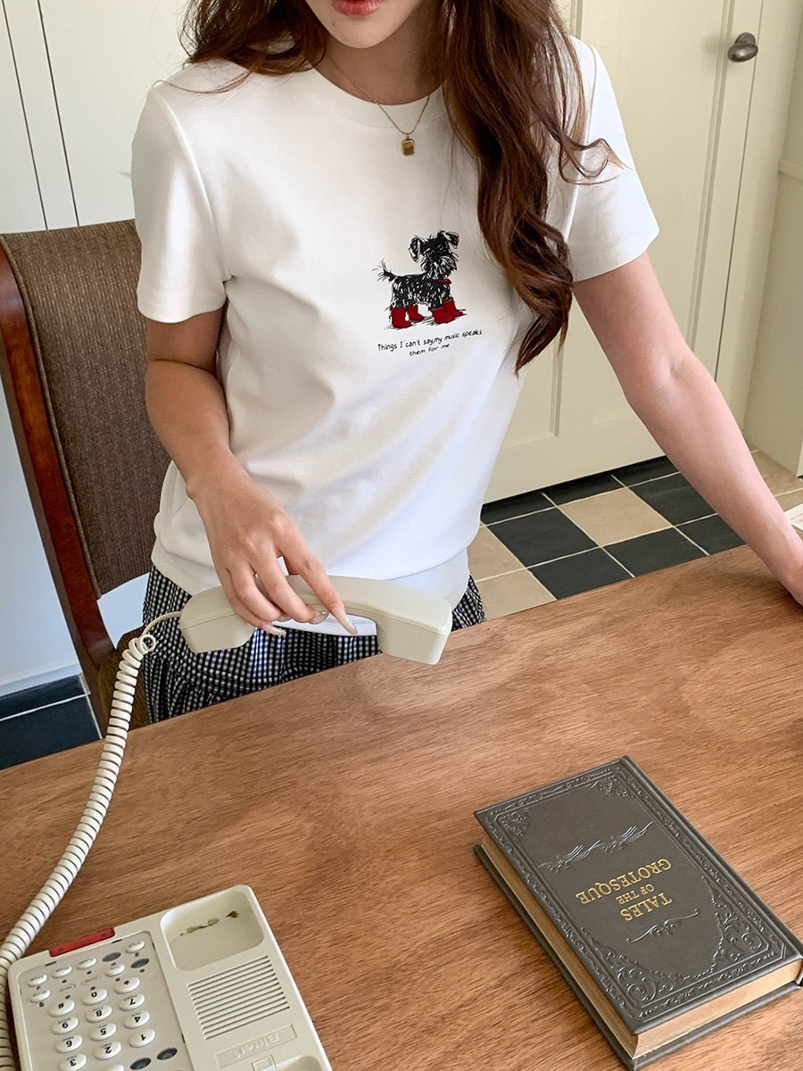 シュナウザープリントTシャツ