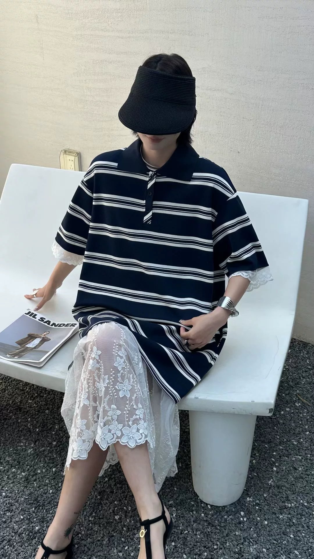 レースドッキングボーターポロワンピース