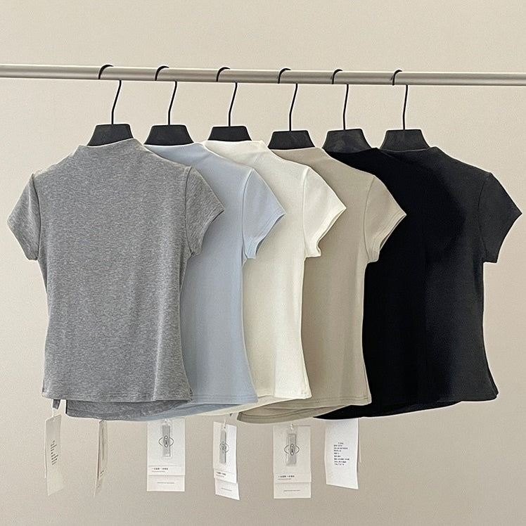 サイドボタンウエストシェイプニットトップス 5color