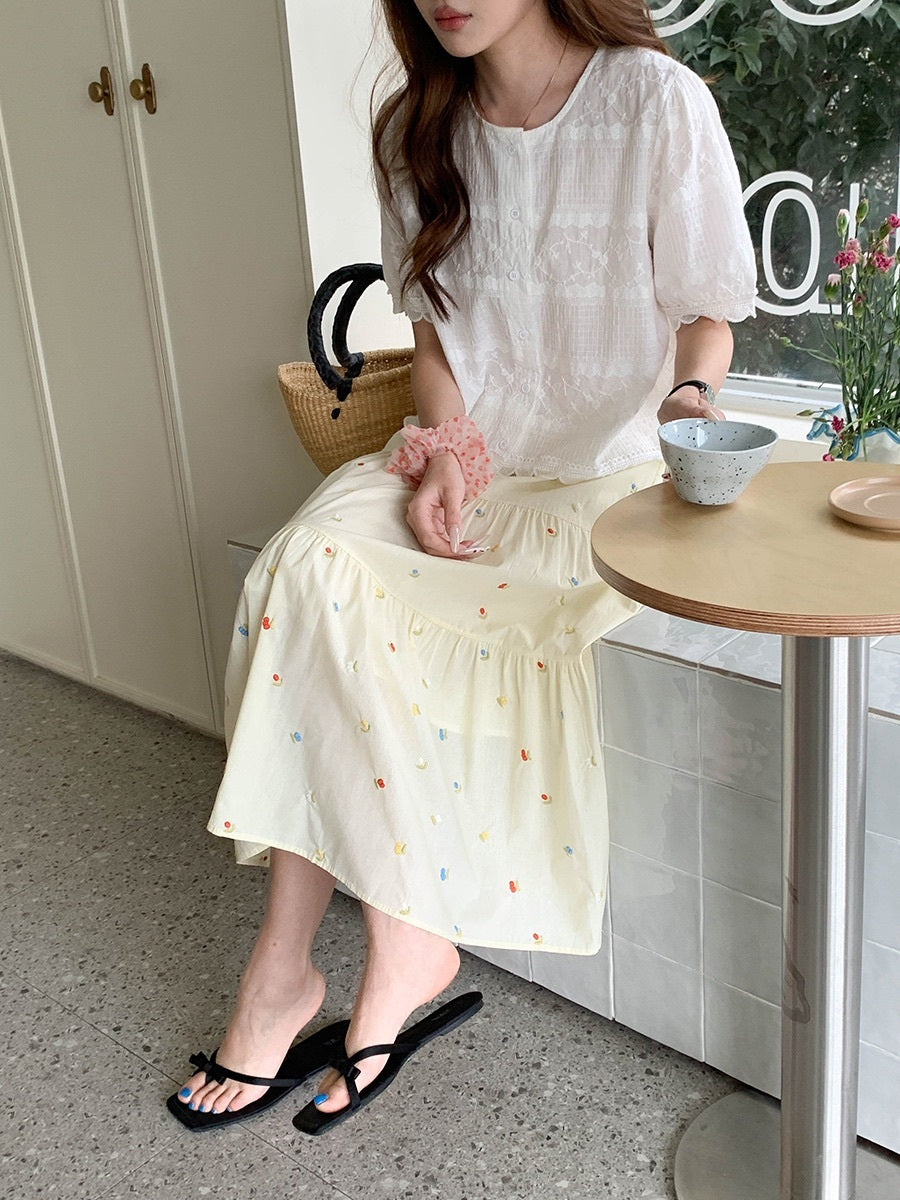 フラワーガーデン刺繍ティアードスカート