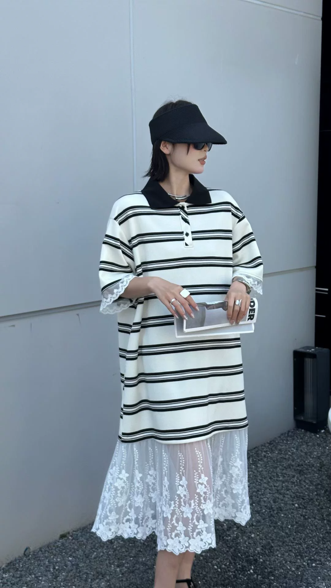 レースドッキングボーターポロワンピース