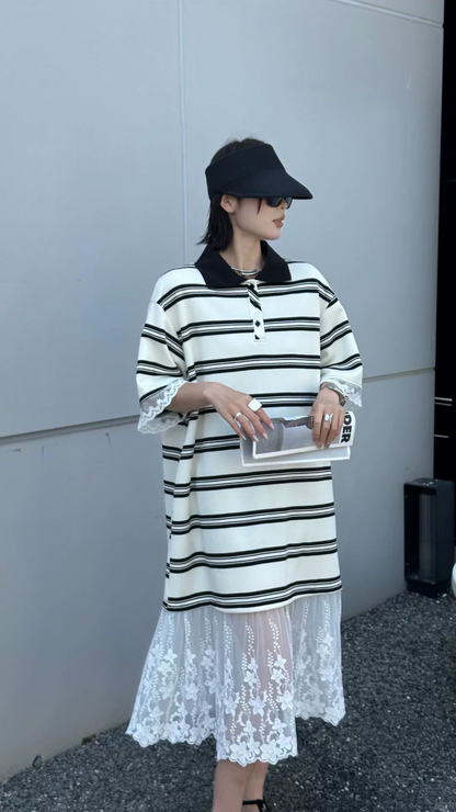 レースドッキングボーターポロワンピース