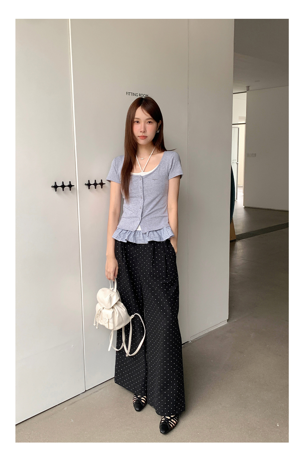 フレンチドットワイドタックパンツ