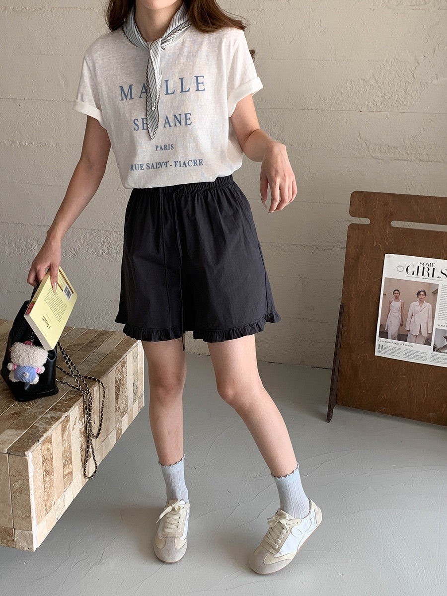 ストライプスカーフ付きレタリングロゴ半袖Tシャツ
