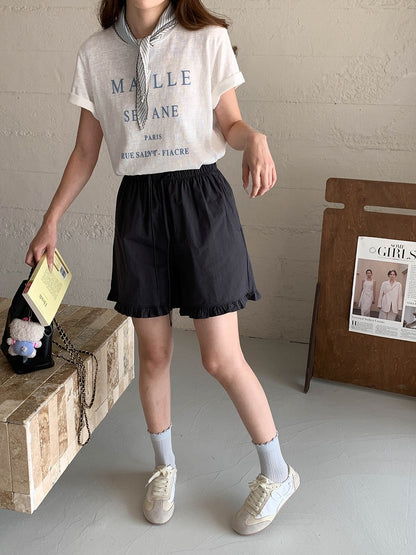 ストライプスカーフ付きレタリングロゴ半袖Tシャツ