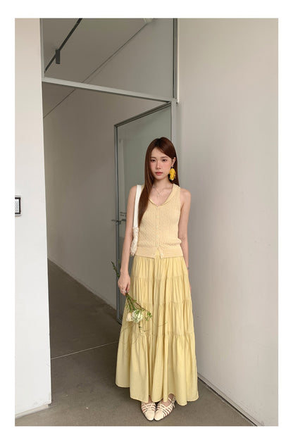 リラックスギャザーティアードロングスカート