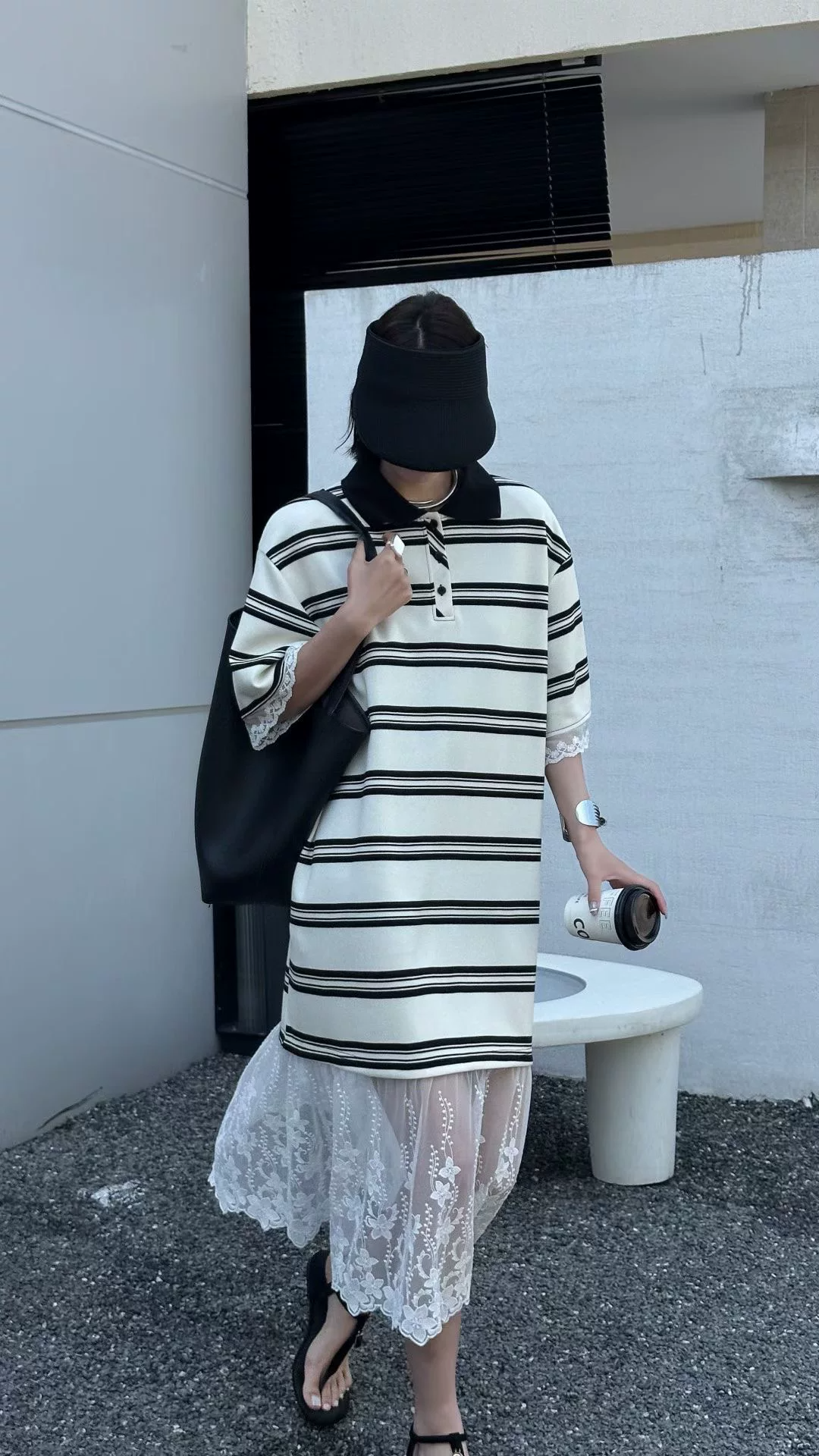 レースドッキングボーターポロワンピース