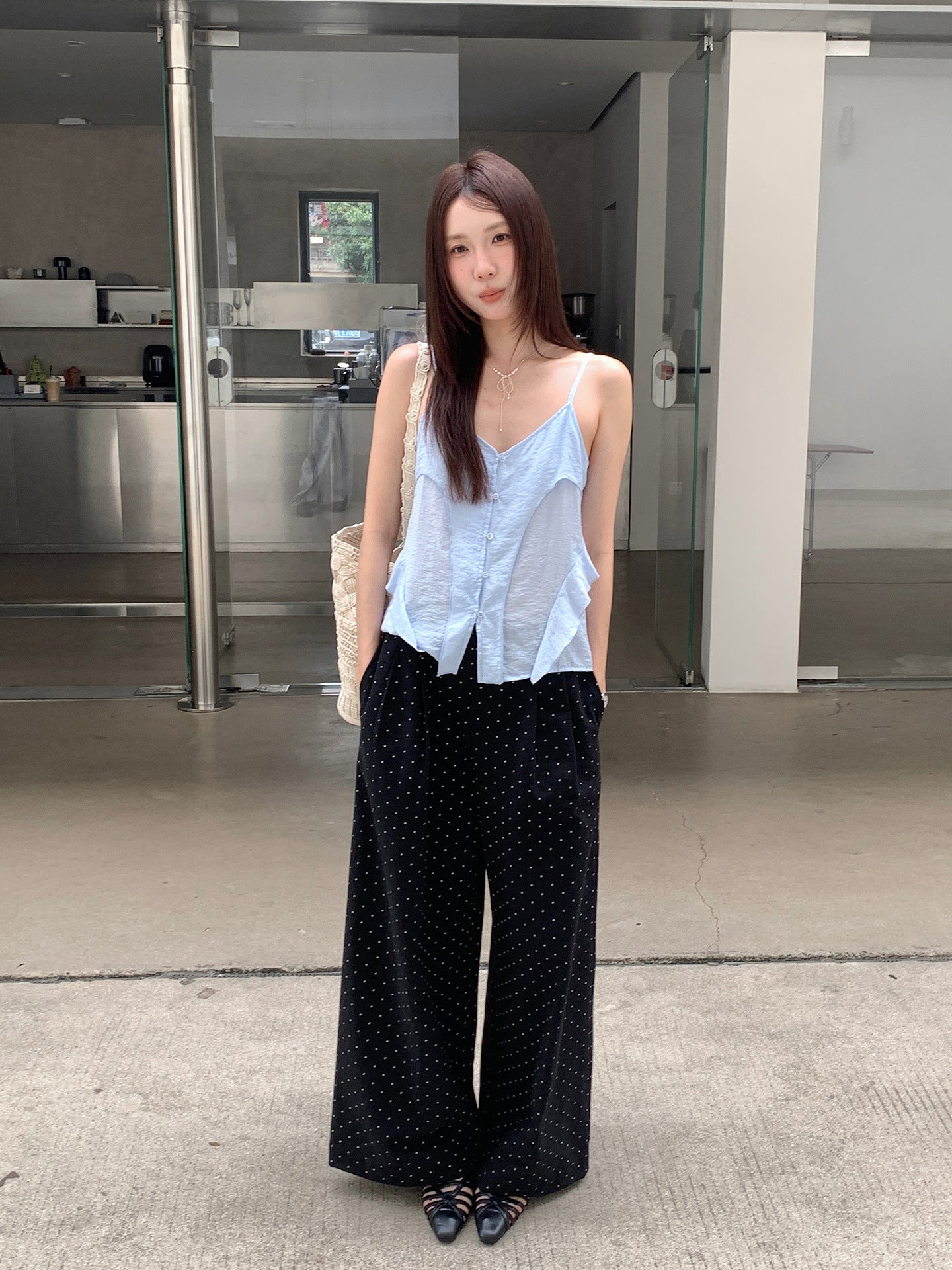 フレンチドットワイドタックパンツ