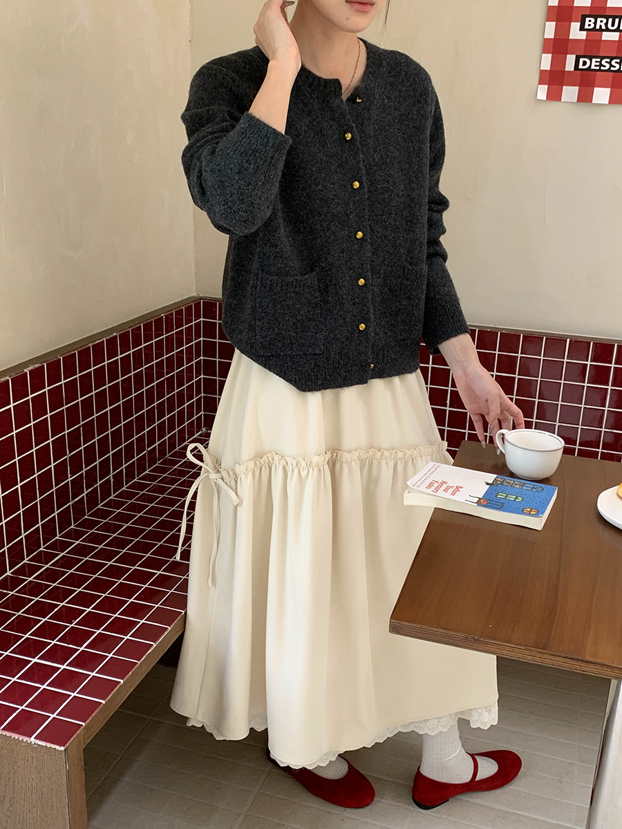 5color ゴールドボタンポケットニットカーディガン