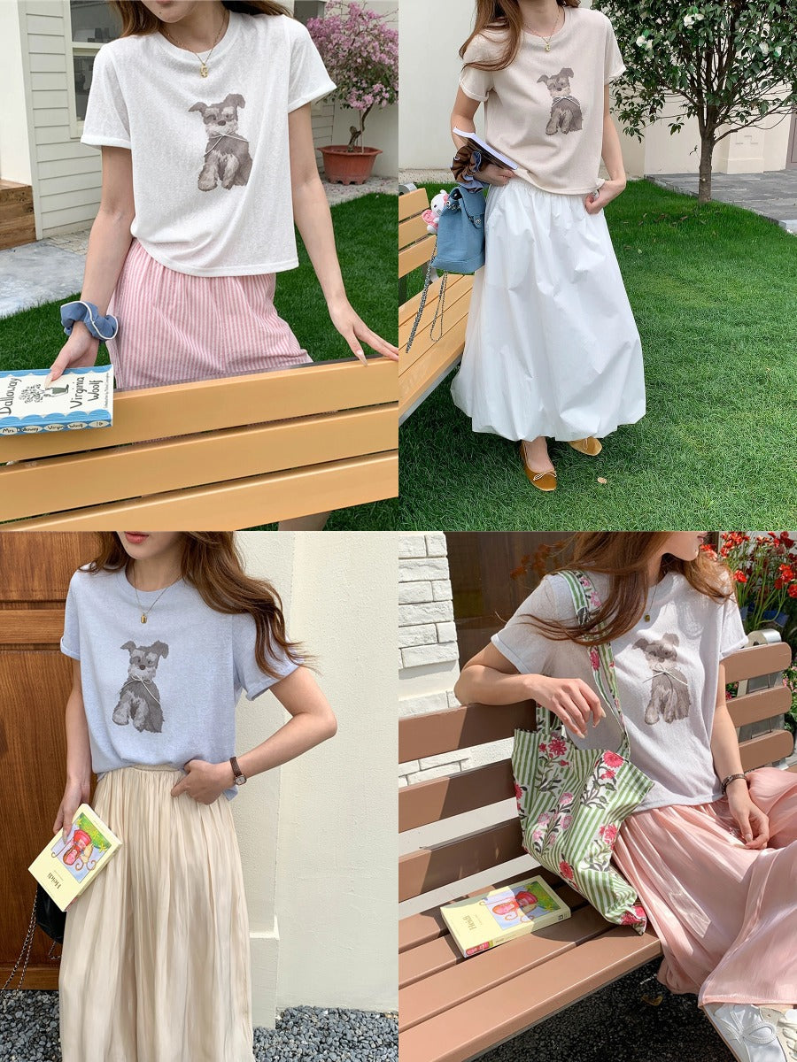リボンモチーフパピーTシャツ