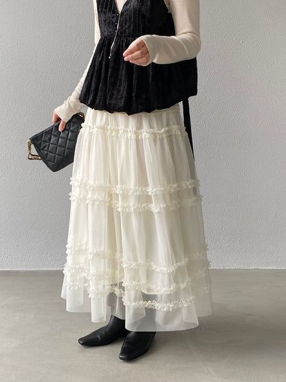 エアリーフリルチュールロングスカート