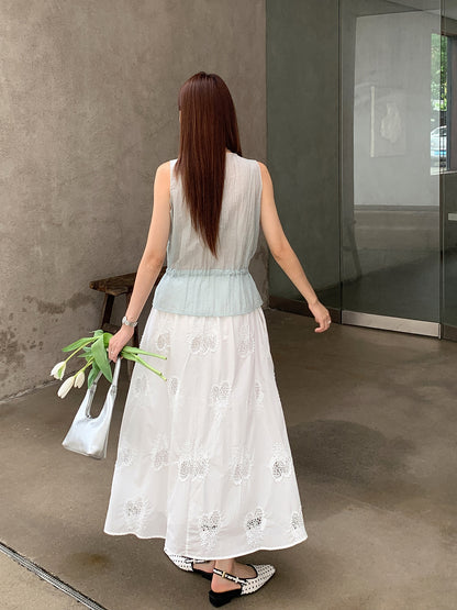 カットワークレースコットンフレアスカート