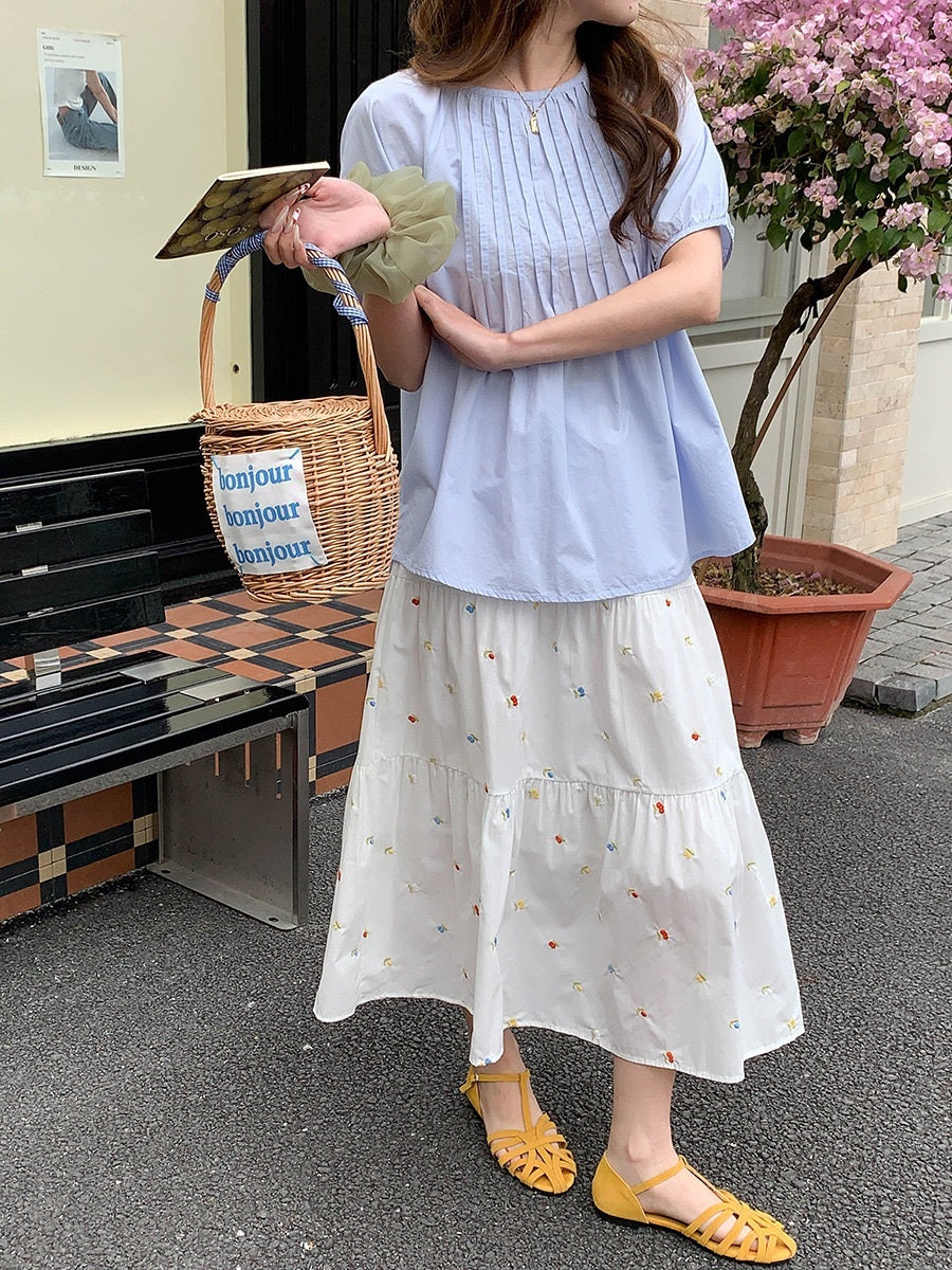 フラワーガーデン刺繍ティアードスカート