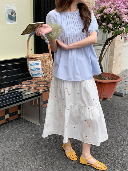 フラワーガーデン刺繍ティアードスカート