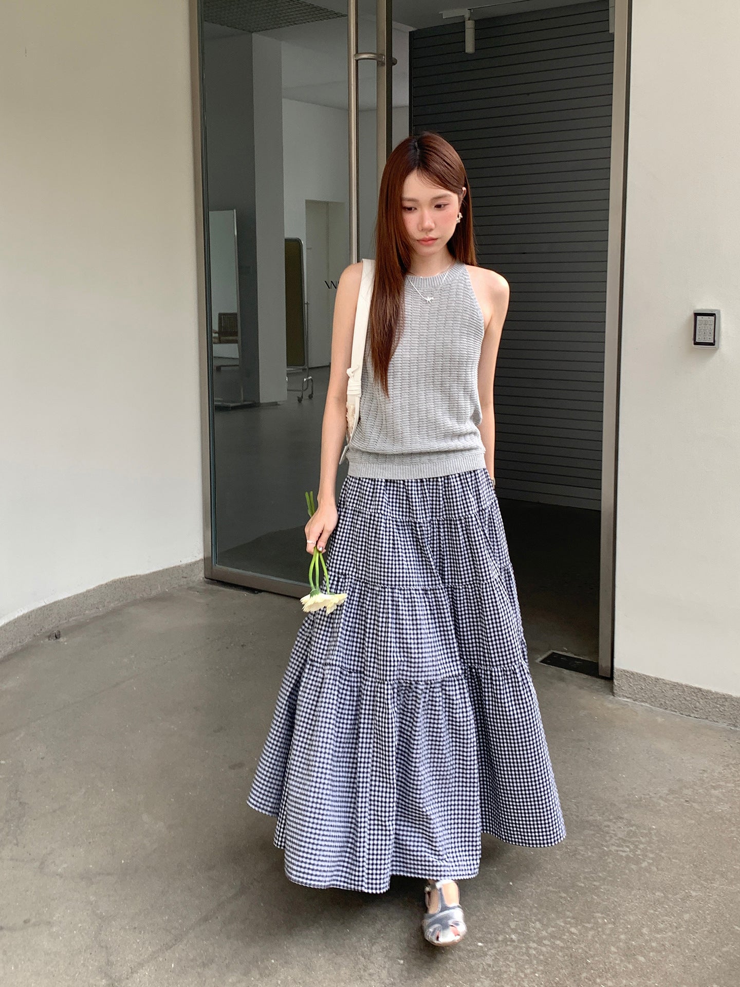 リラックスギャザーティアードロングスカート