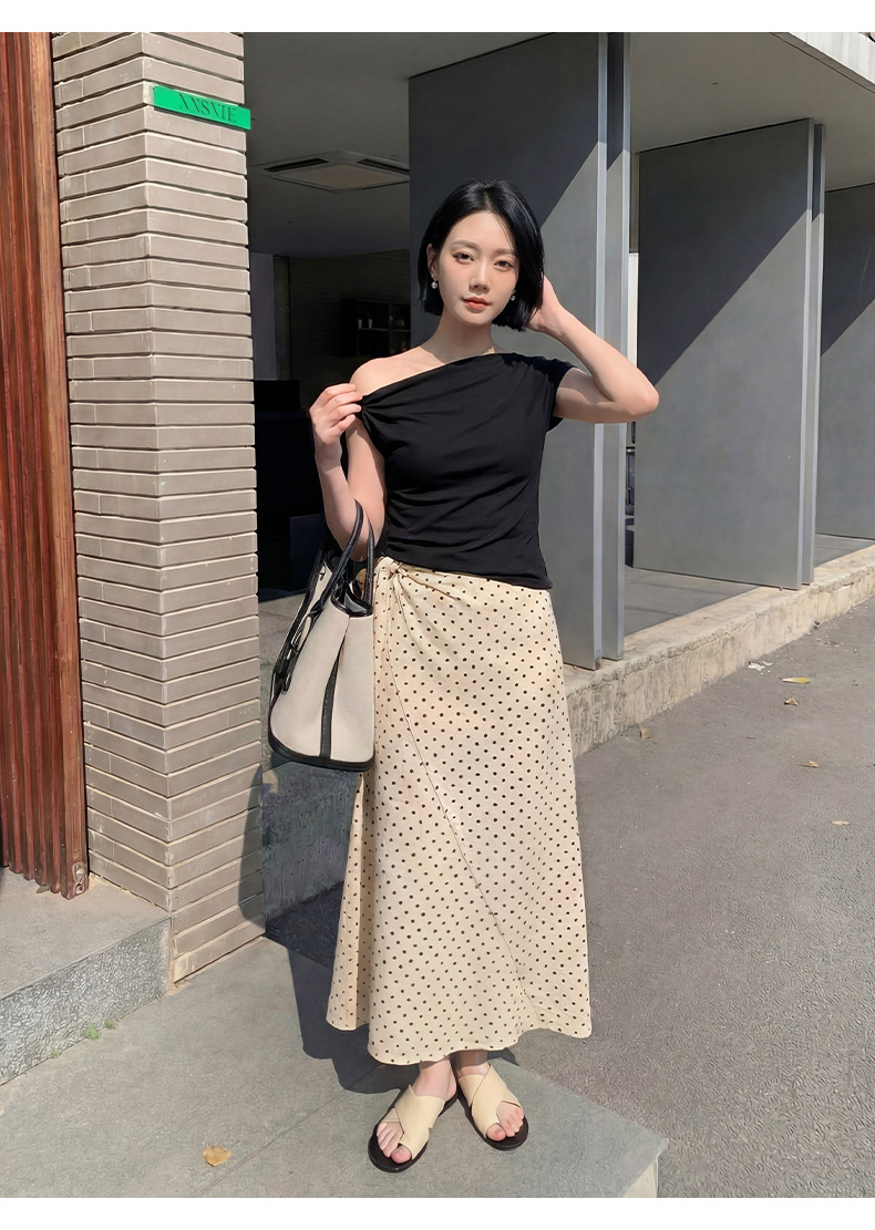 サイドリボンドットAラインスカート