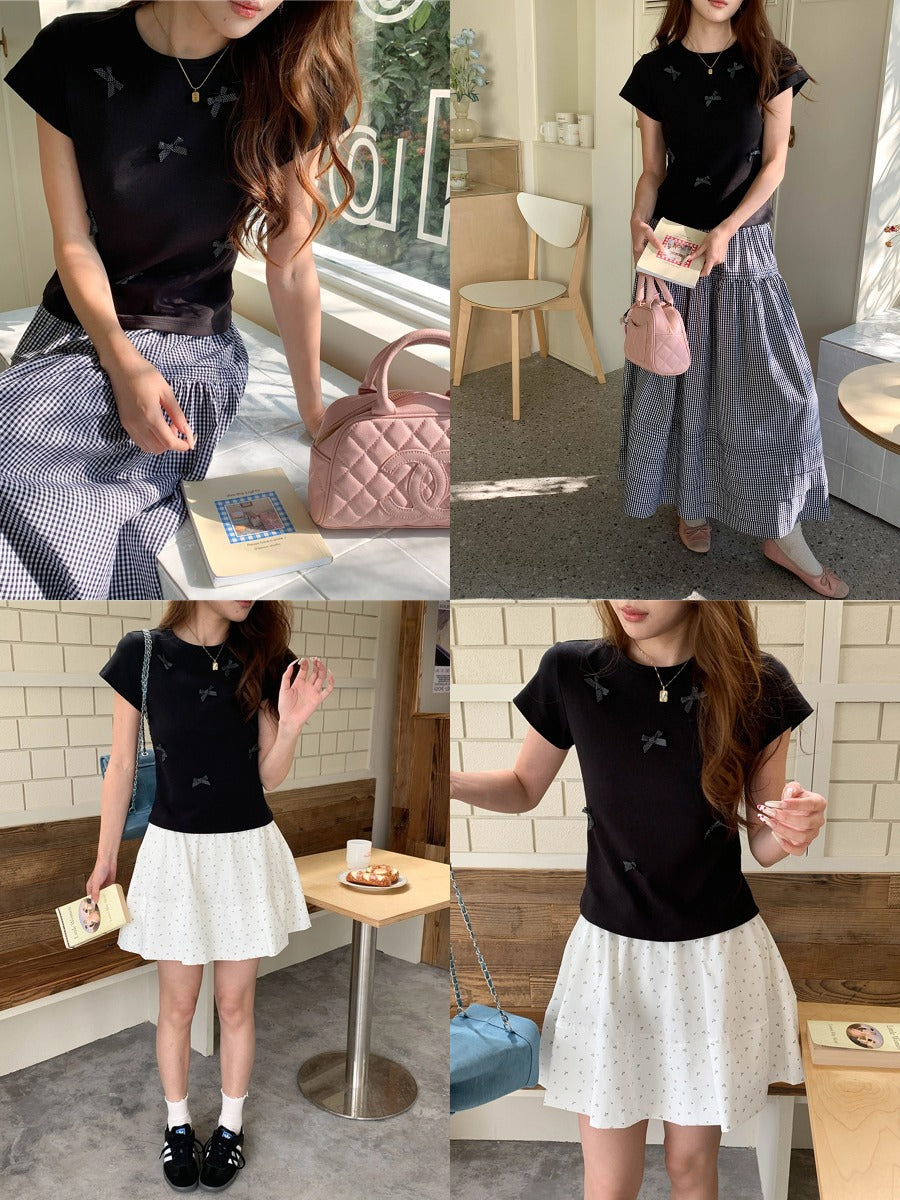 ドットリボンモチーフコンパクトTシャツ