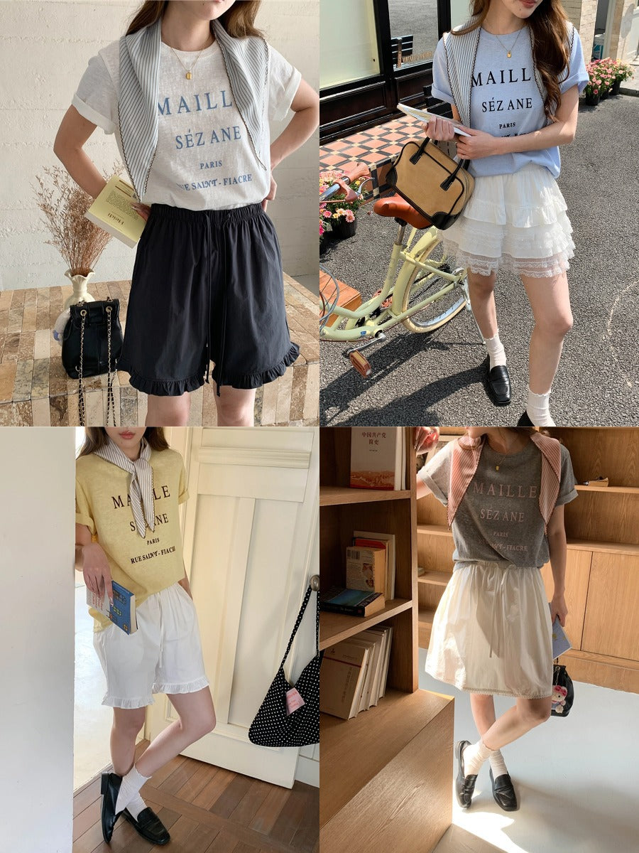 ストライプスカーフ付きレタリングロゴ半袖Tシャツ