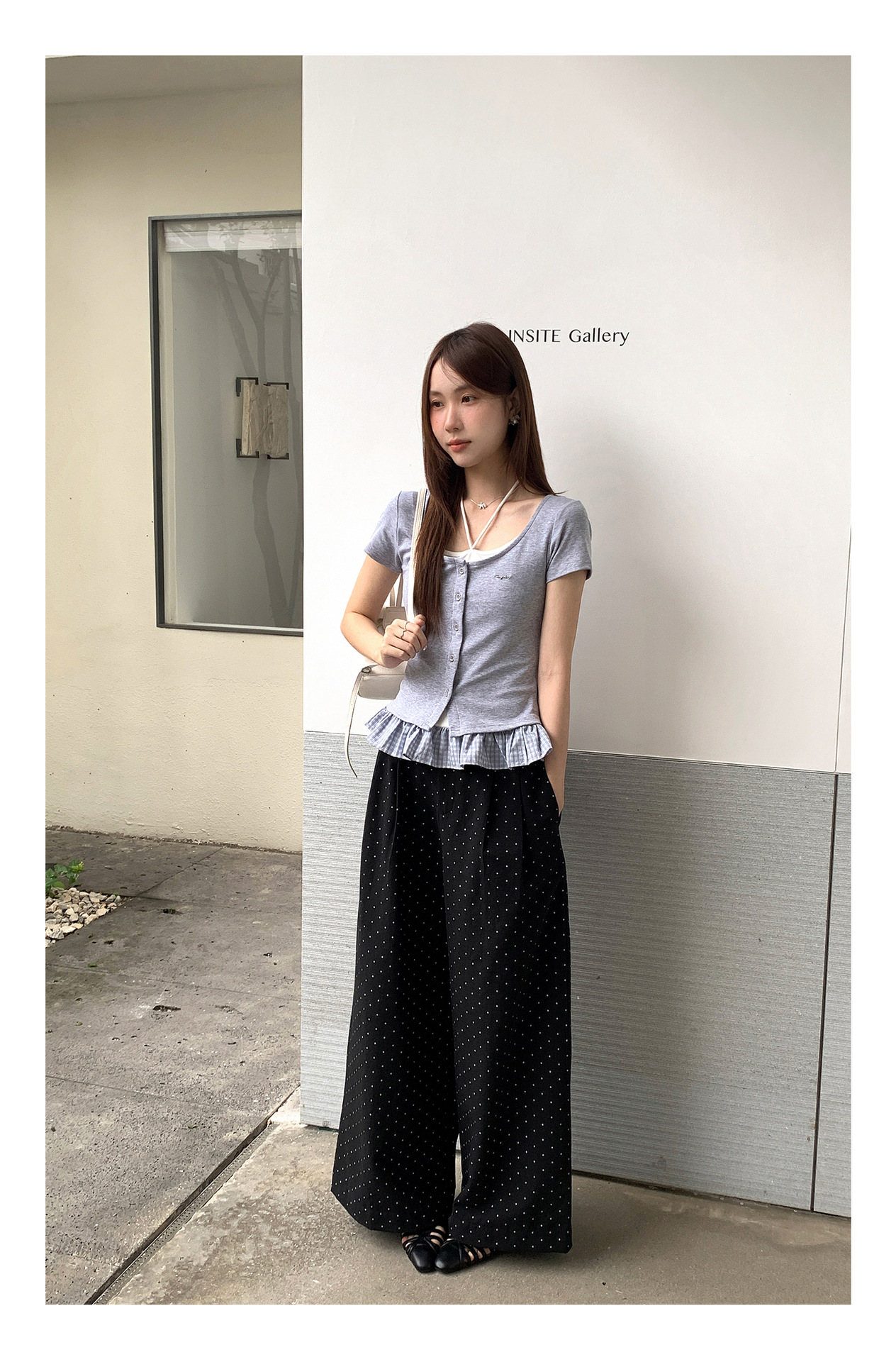 フレンチドットワイドタックパンツ