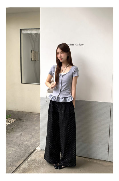 フレンチドットワイドタックパンツ