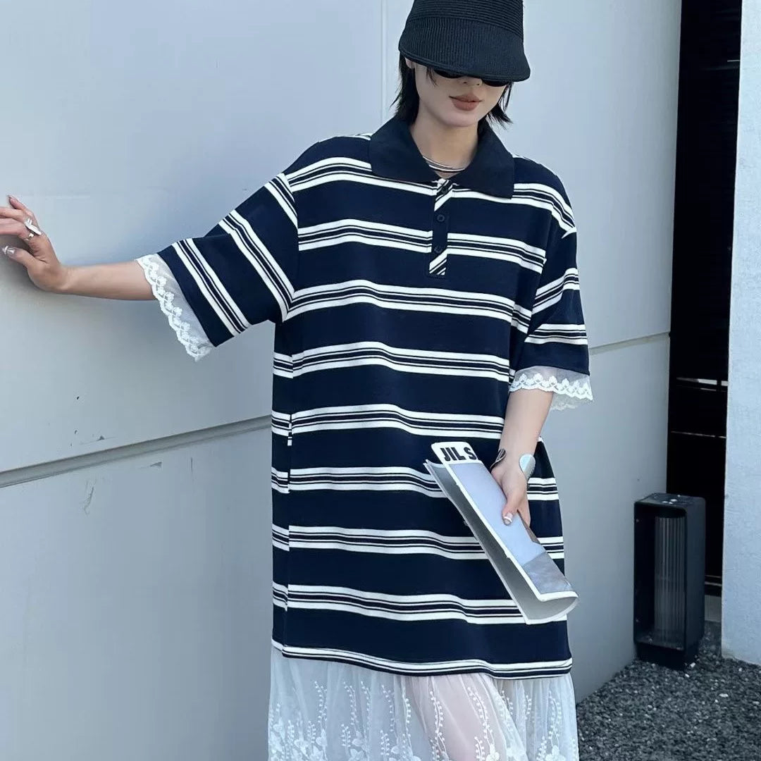レースドッキングボーターポロワンピース
