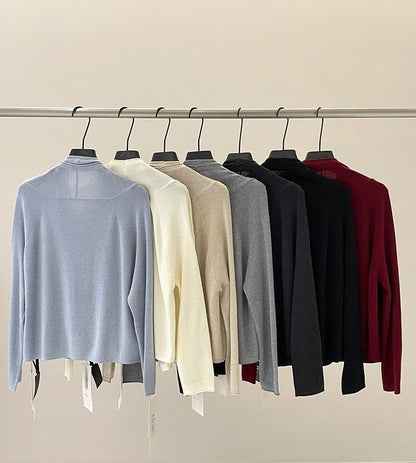 バックオープンホルターニット×カーディガンセット 7color