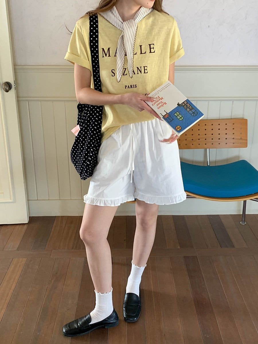 ストライプスカーフ付きレタリングロゴ半袖Tシャツ