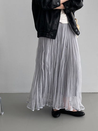 ニュアンスプリーツチュールスカート