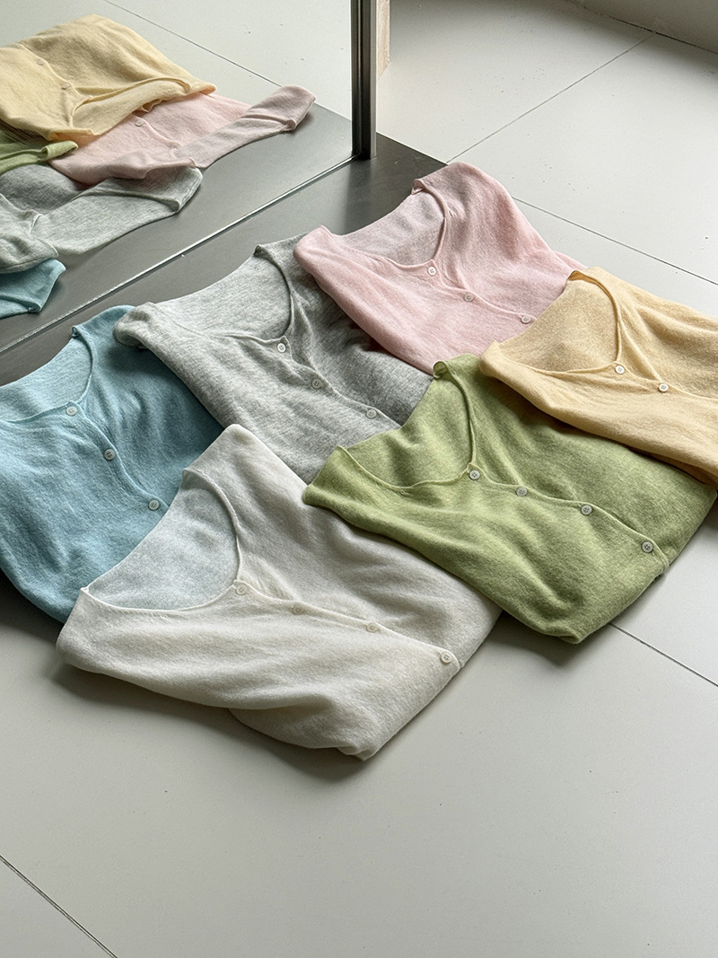 6color コットンウールシアーカーディガン