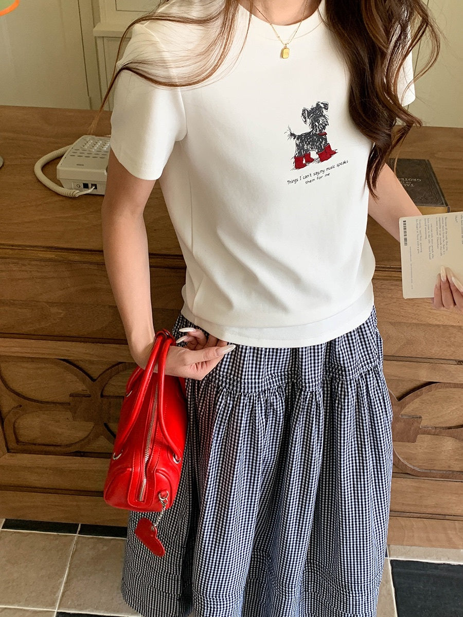 シュナウザープリントTシャツ