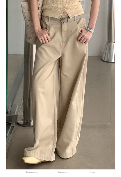 ハイウエストコットンワイドストレートパンツ