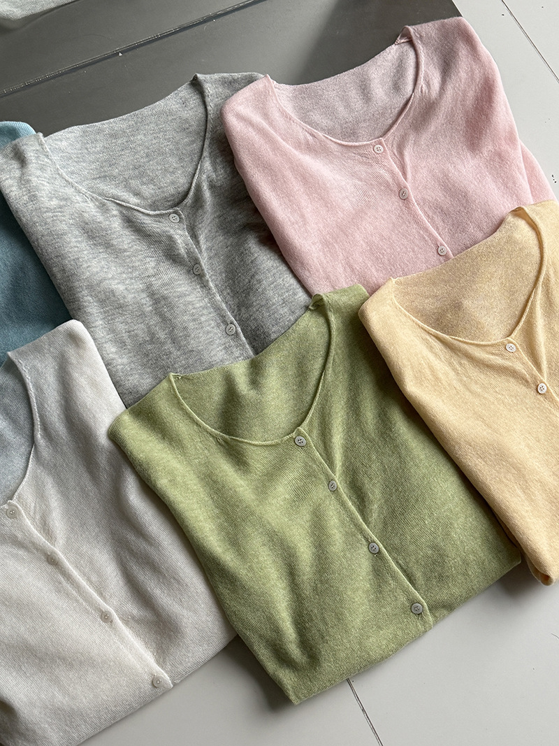 6color コットンウールシアーカーディガン