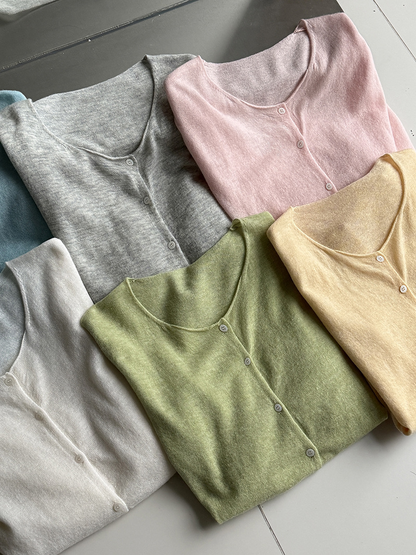 6color コットンウールシアーカーディガン