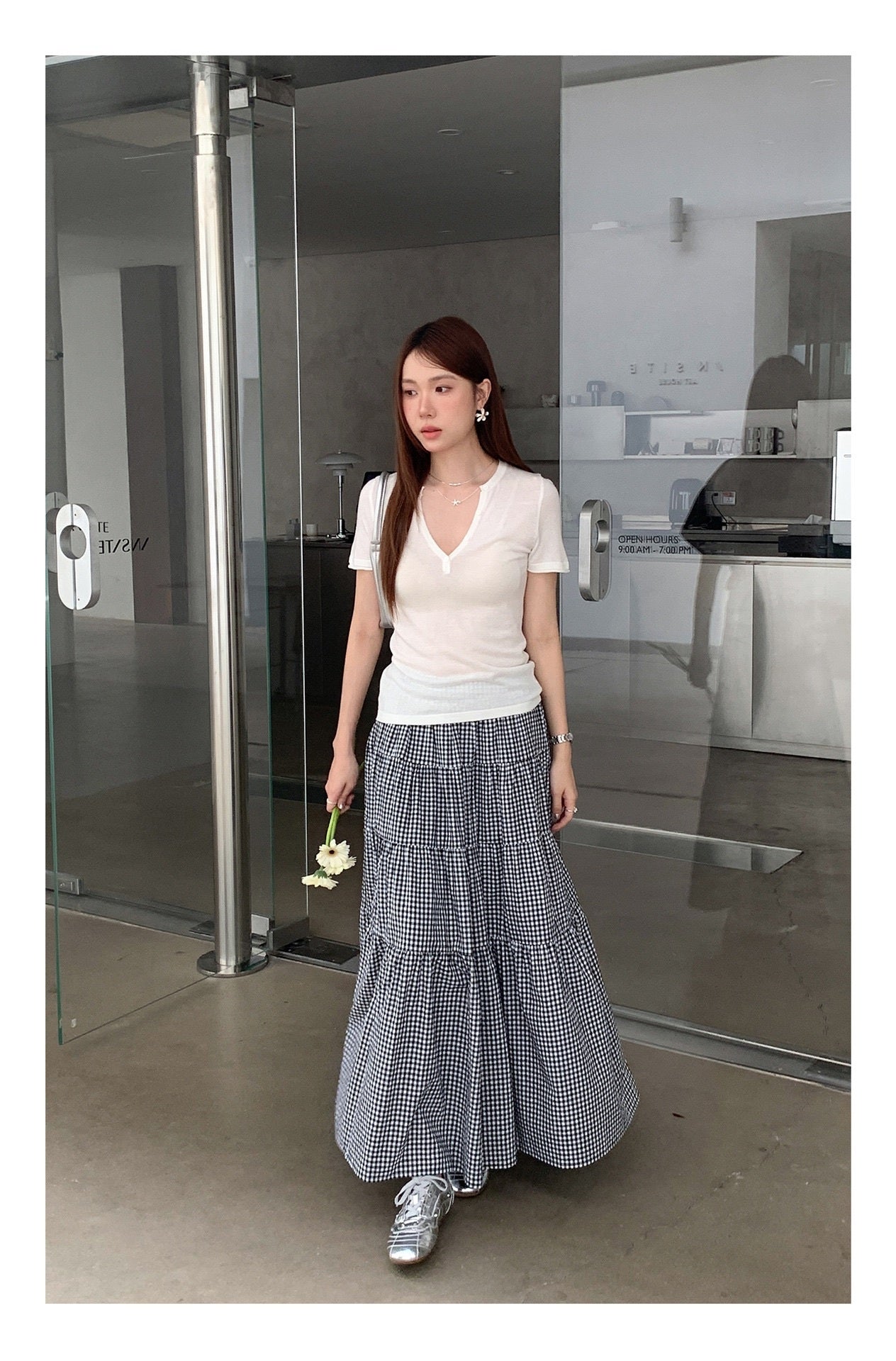 リラックスギャザーティアードロングスカート