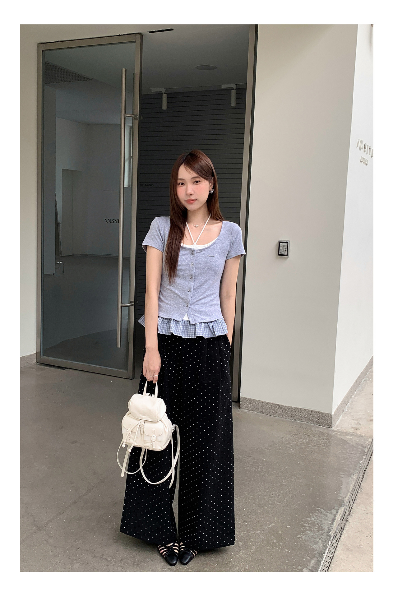 フレンチドットワイドタックパンツ