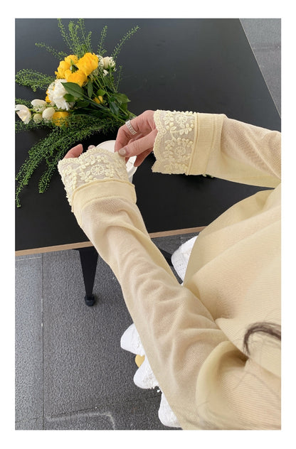 レースフードシアーサマーニットトップス