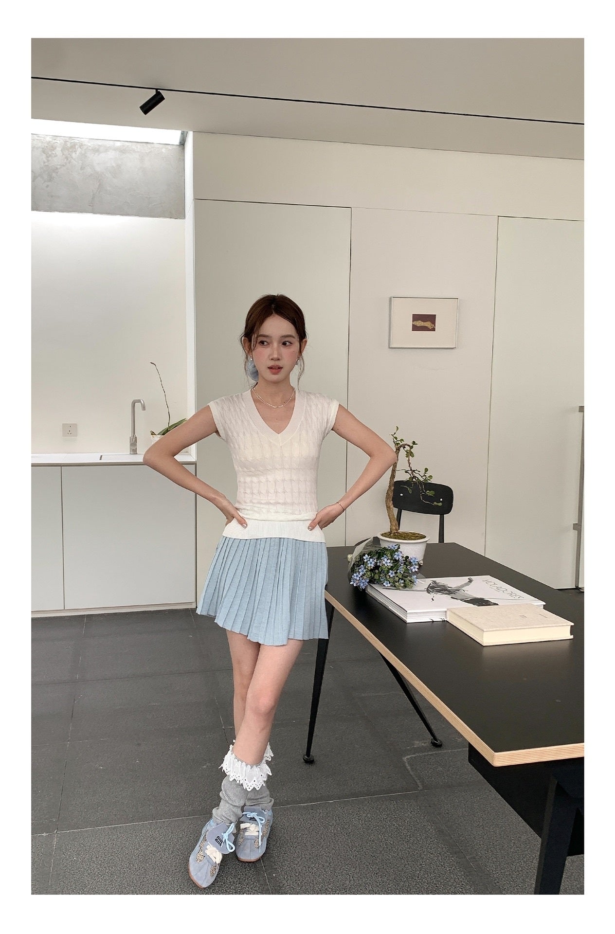 ソフトプリーツニットミニスカート
