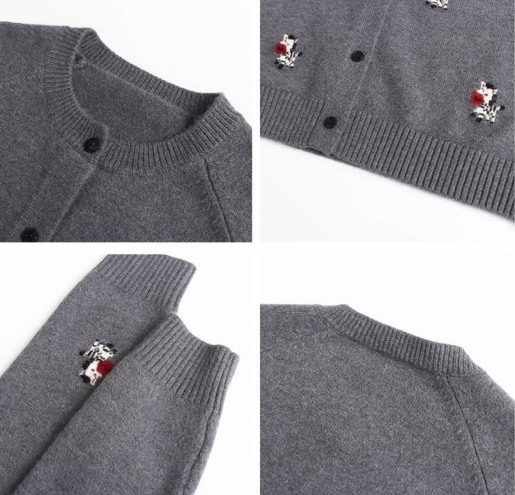 ポニーモチーフ刺繍ニットカーディガン
