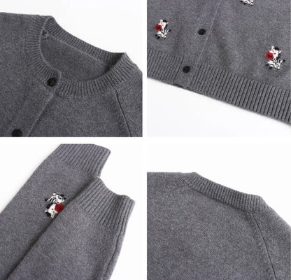 ポニーモチーフ刺繍ニットカーディガン